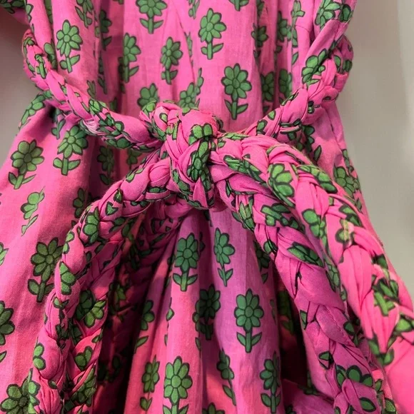 Rhode Ella Pink Dress with green flowers.  Size Worn once! Size XS - Picture 2 of 5